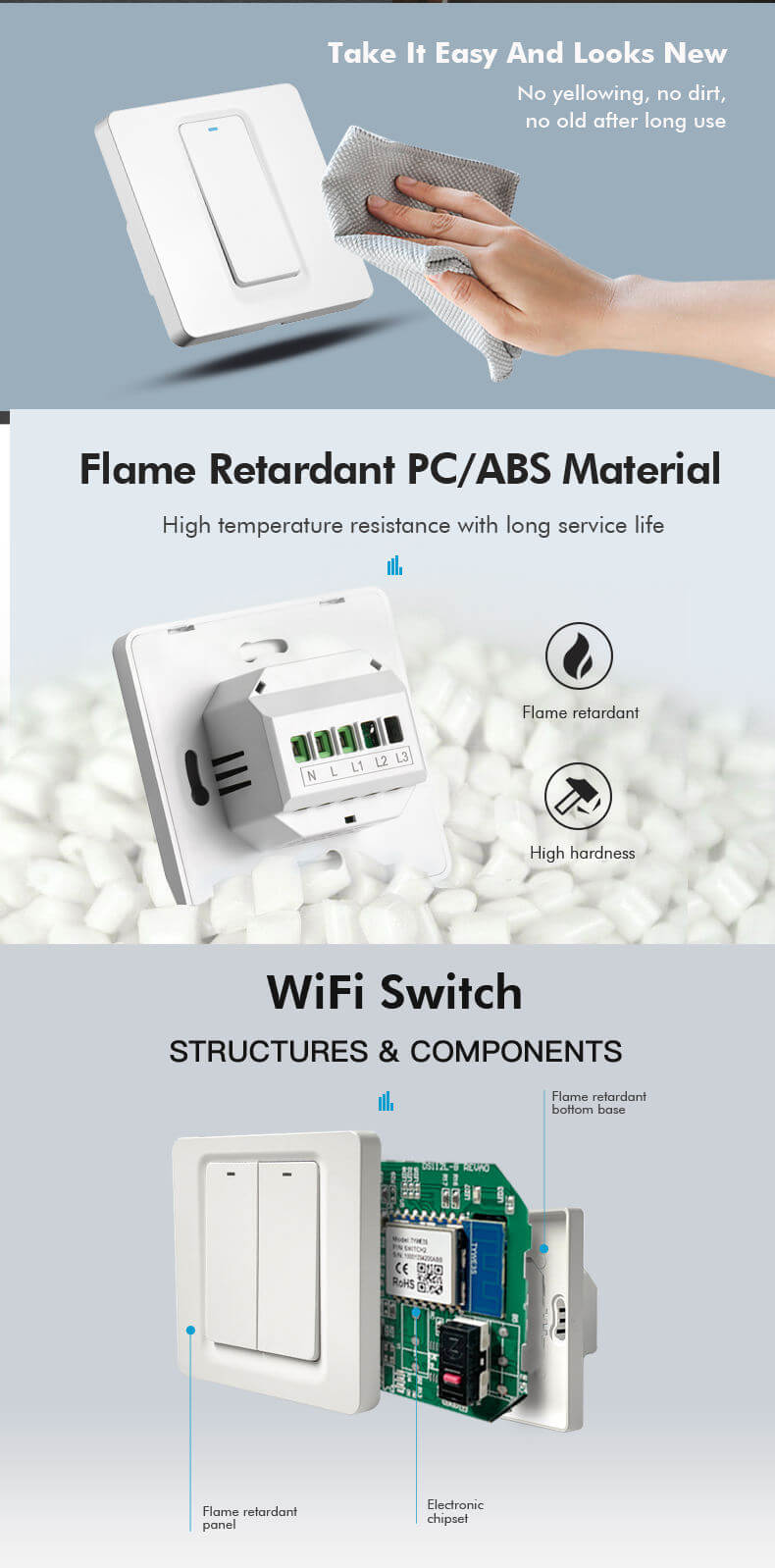 Smart WiFi Button Switch No N Wire