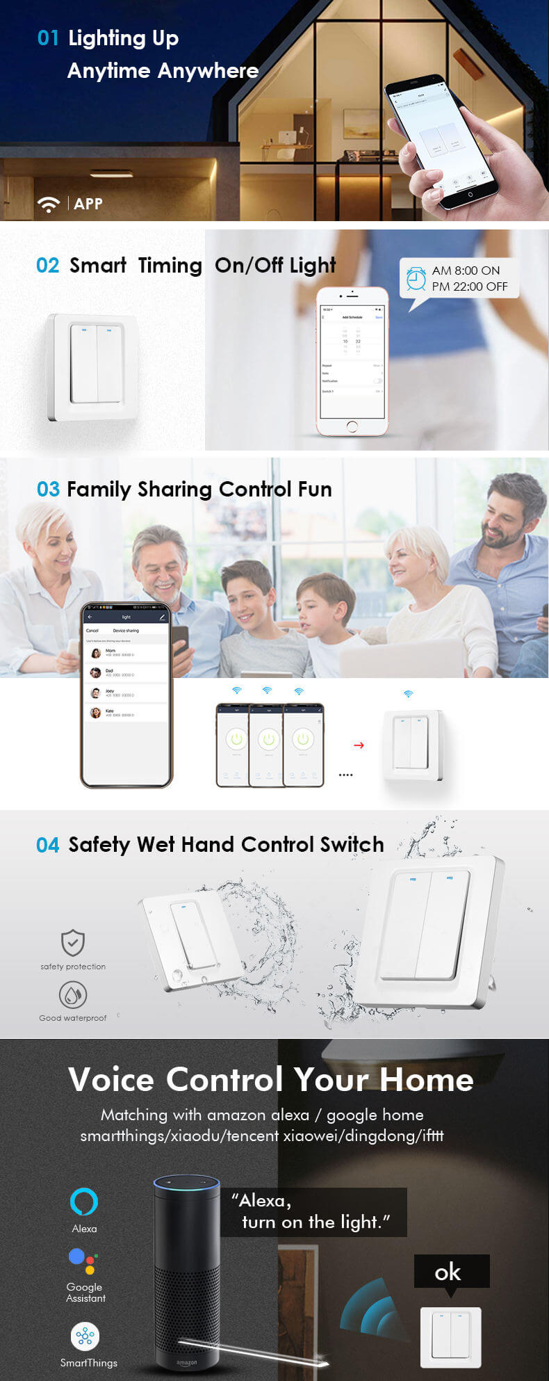 Smart WiFi Button Switch No N Wire