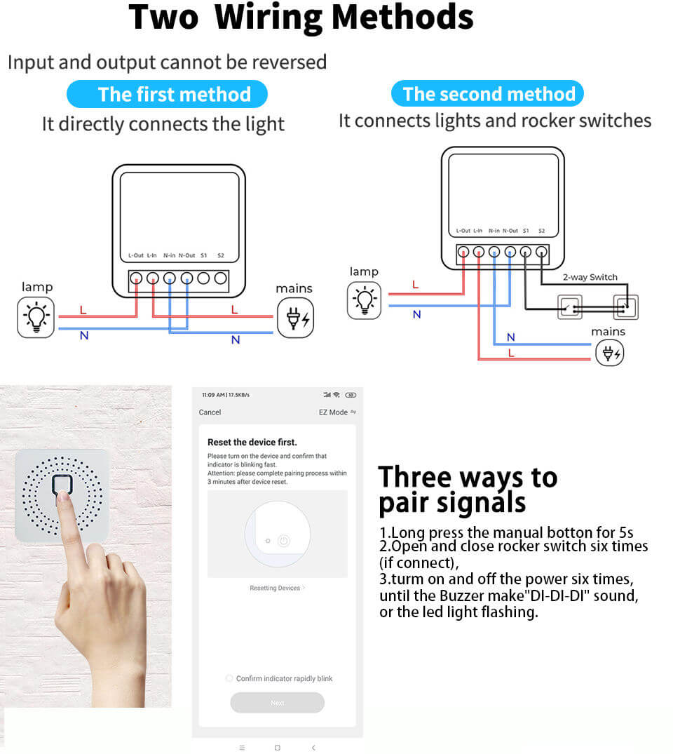 M.DAY Mini Smart Wifi DIY Switch LED Light Curtain Blinds Switch Tuya App Control Smart Wifi Switch Module