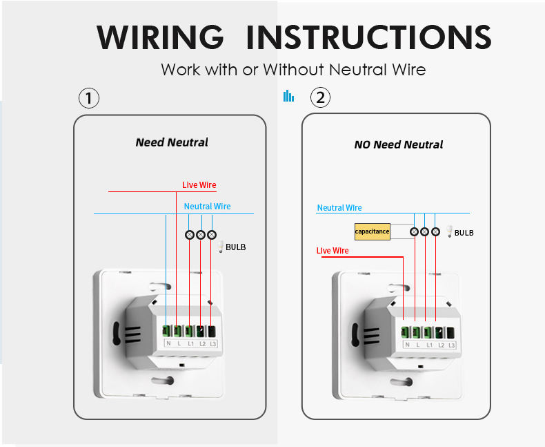 Smart WiFi Button Switch No N Wire