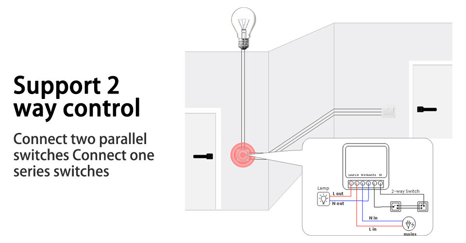 M.DAY Mini Smart Wifi DIY Switch LED Light Curtain Blinds Switch Tuya App Control Smart Wifi Switch Module