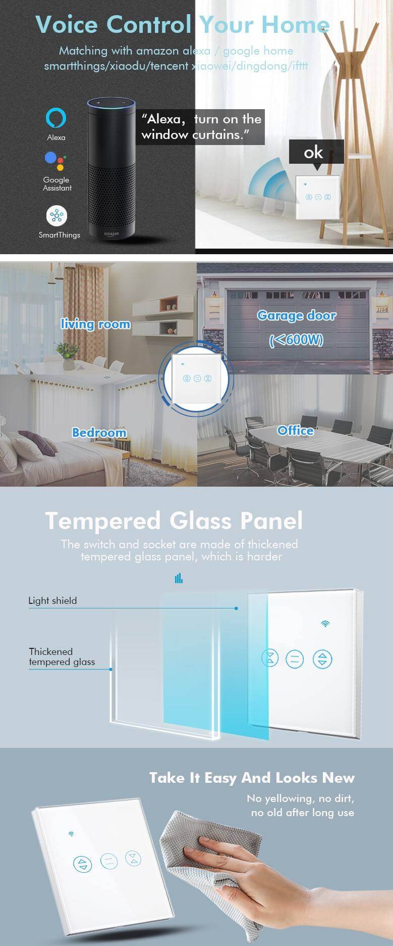 EU/UK WiFi Curtain Switch