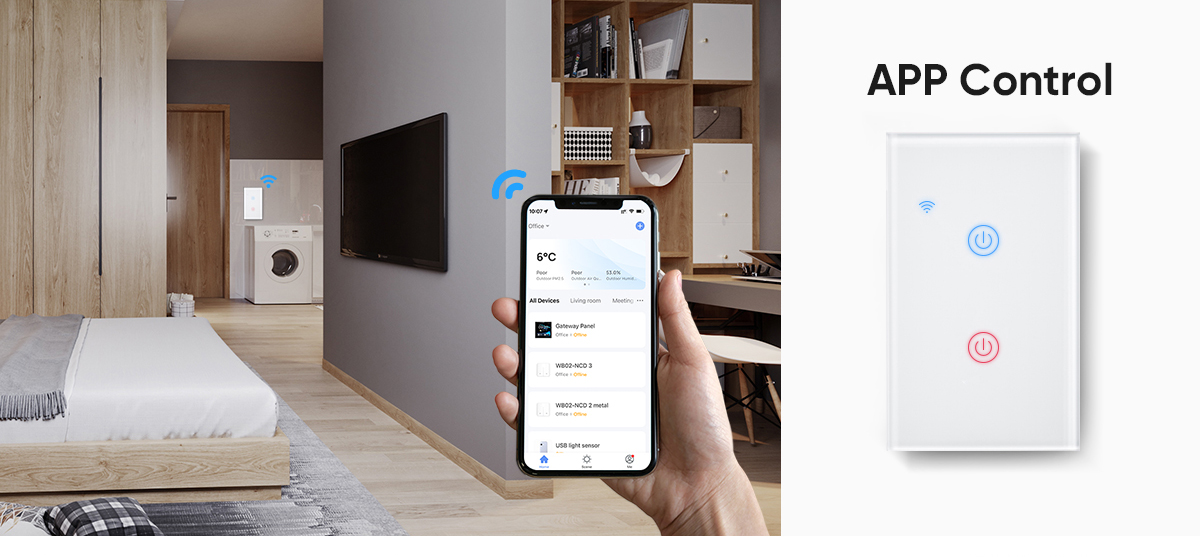 US/AU Wi-Fi Light Touch Switch With Neutral Wire