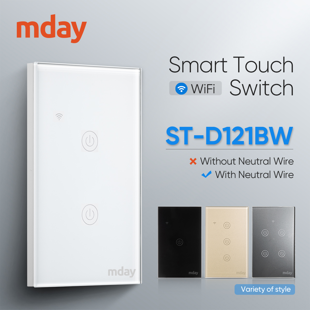 US/AU Wi-Fi Light Touch Switch With Neutral Wire