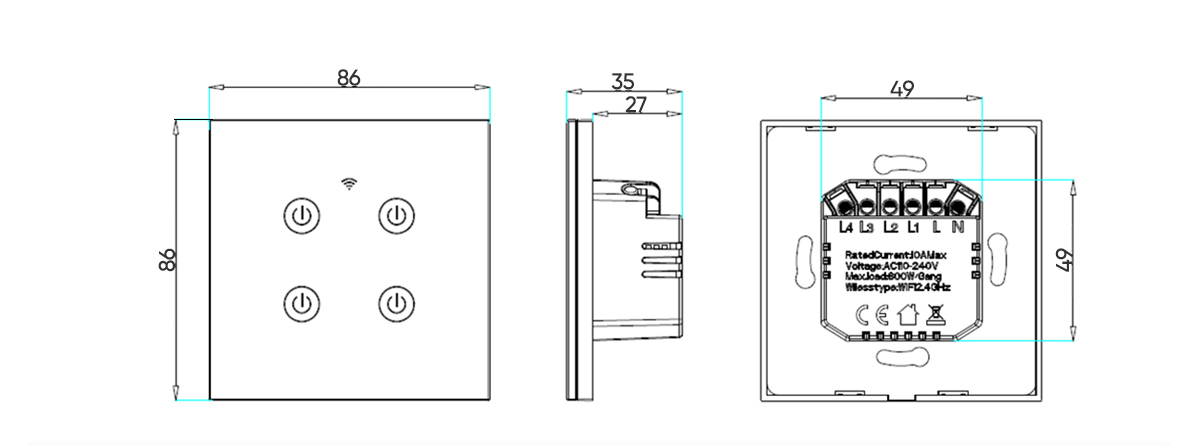 EU/UK Wi-fi Light Switch With N Wire