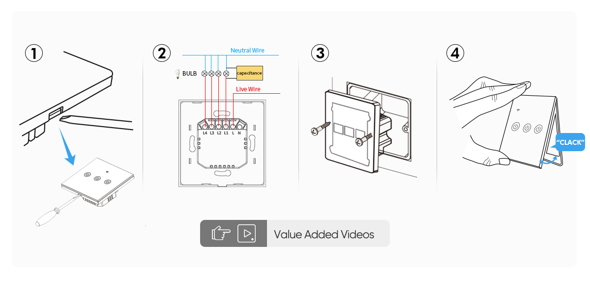 EU/UK Wi-fi Light Switch No N Wire